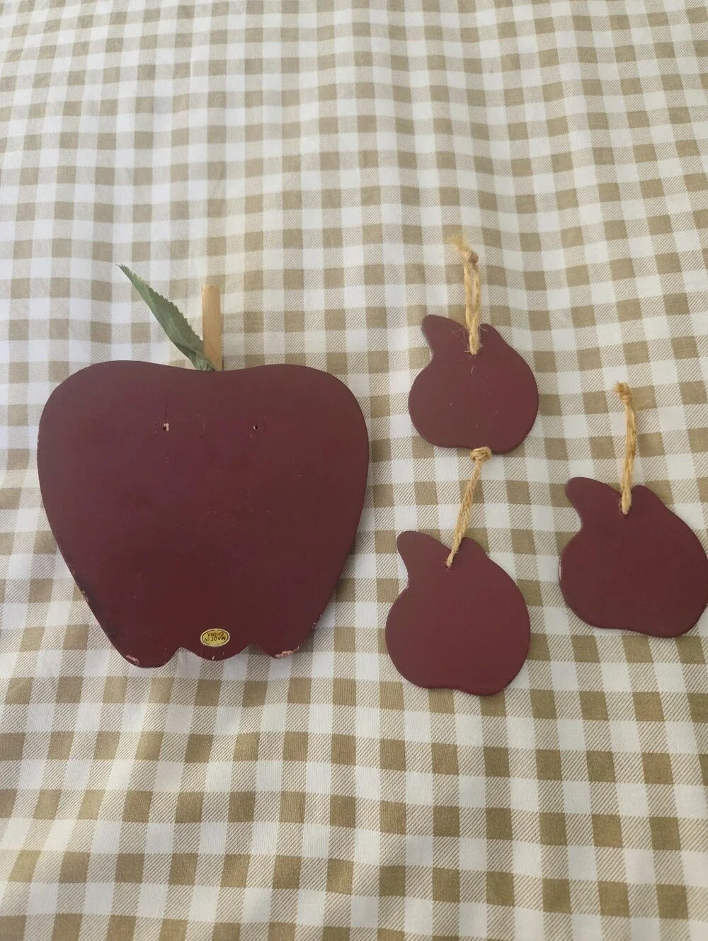 Mom's Busy Black & Red Apple Wall Sign with Number Tags